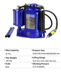 32 Ton Hydraulic Bottle Jack Manual Lift Tool For Auto, Truck, And RV Repair Beefy Heavy Duty Bottle Jack For Cars, SUVs, Trailers, Buses, And Industrial Equipment Blue, 10.4-16.3 in
