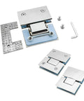 Two Pack Frameless Shower Door Hinges Built To Last 180 Degree Glass To Glass Hinges Heavy Duty 304 Stainless Steel, screws and Allen key