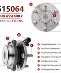 Front Wheel Hub Assembly and Bearing for 2WD Nissan Frontier Xterra Pathfinder Suzuki Equator with specifications