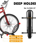 Freestanding Bike Floor Stand For Indoor And Outdoor Use, Adjustable 16 To 29 Inch Wheel Width, No Clamps, No Brackets, No Lifting