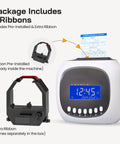 Time Clock Punch System With Passcode And Auto Align Printing includes two ink ribbons, one pre-installed and one extra.