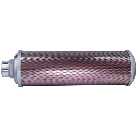 Side view of a 2 Inch NPT Air Compressor Muffler Exhaust Silencer, single chamber, for dryers and compressed air equipment, 145 PSI rating
