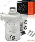 Heavy Duty Electric Water Pump For BMW Sedans And Coupes Top Tier Cooling System Upgrade with aluminum body and mounting bolts.