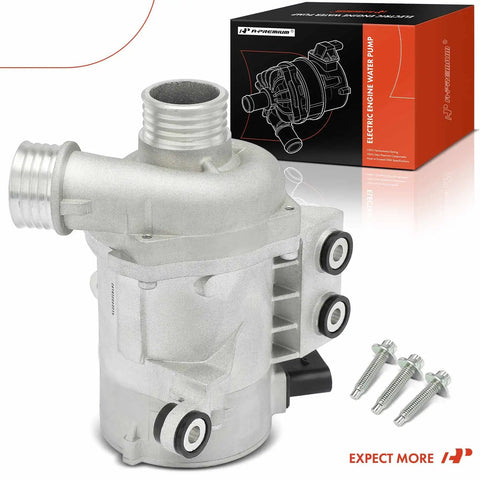 Heavy Duty Electric Water Pump For BMW Sedans And Coupes Top Tier Cooling System Upgrade with aluminum body and mounting bolts.