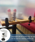 Heavy Duty C Clamps 2 Pack White Metal Desk Clamp With Protective Pads securing acrylic partition on wooden desk