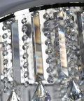 Close-up of diamond crystal chandelier with chrome stainless steel finish, part of 20 Inch Modern Crystal Ceiling Lamp