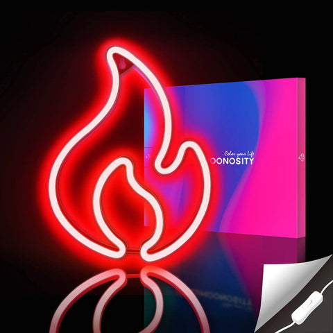 Lit Red Flame Neon Sign USB Powered With On Off Switch Dope Neon Light For Wall Decor Hanging Flame Shaped LED Light Fire Neon Lights For Bedroom And Gaming Room Setup