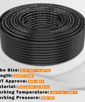 Coiled black DOT Approved Quarter Inch PA12 Nylon Pneumatic Tubing, 200 Feet Long, Workhorse Heavy Duty Air Line for Semi Trucks and Industrial Air Systems