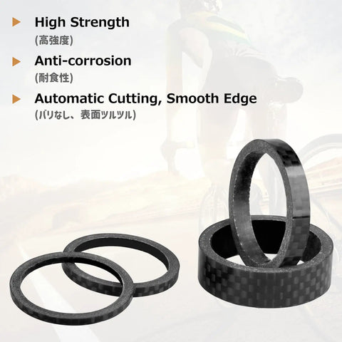 Carbon Fiber Headset Spacers Set For One And One-Eighth Inch Stems, 12 Pcs with High Strength and Smooth Edge Features