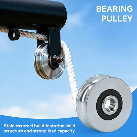 4 Piece U Groove Track Guide Bearings Set for Pulleys and Rails, U Type Roller Wheels, 40mm Outer Diameter, 8mm Bore, Alloy Steel, Heavy Duty, Easy Install, Smooth Rolling, Symmetrical Alignment on rope pulley
