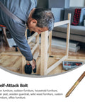 Man assembling furniture using Heavy Duty Double Head Self Tapping Screws For Wood And Furniture Woodworking Hanger Bolts Set.