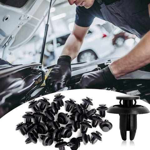 Mechanic using 20 Pieces Push Type Retainer Clips for Bumpers Engine Covers Fender Liners and Splash Shields Replacement for Mazda.