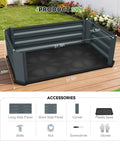 Two Pack Galvanized Raised Garden Beds With Bottom Indoor And Outdoor Use Rust Proof Metal Planter Box shown with dimensions on patio