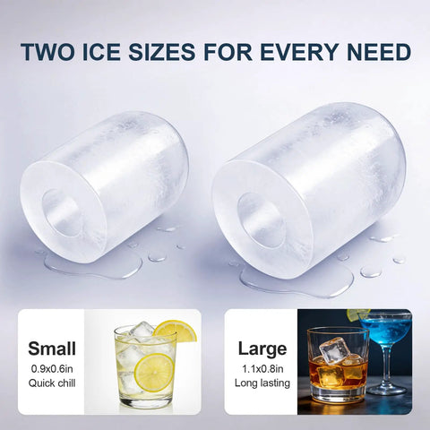 Keep The Party Chill With This Countertop Ice Maker Delivering Up To 38 Lbs Per Day, 9 Ice Cubes In 3.5 Minutes, small and large ice cubes