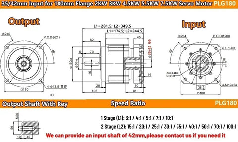 Technical diagram of Hardcore Helical Planetary Gear Reducer Motor Gearbox For 42 And 52 Stepper Motors with dimensions and specifications.