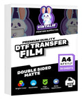 Product packaging for DTF Transfer Film A4 50 Sheets Premium Pro Grade Matte Double Sided PET Transfer Paper for T-Shirts