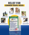 MFASCO Travel Size Medication Pack – 7-in-1 TSA-approved kit with 28 OTC packets