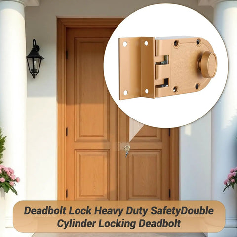 Heavy Duty Double Cylinder Door Lock With Jimmy-Resistant Design That Deters Forced Entry By Spreading Door Frames, Gold Finish