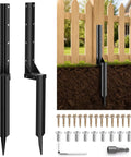 2 Pcs Heavy Duty Fence Post Repair Kit Rustproof Steel Ground Anchors with mounting hardware for wood fence support.
