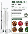 Adjustable metal rod from 39 to 55 inches for Straight Up Easy Roll Pine Cone Picker Upper with telescoping handle.