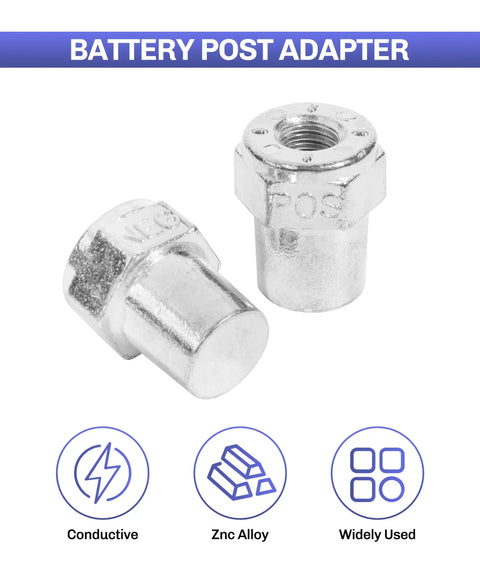 2 Pair Battery Terminal Adapters With 3/8 Female Threads Zinc Alloy Build Corrosion Resistant Top Post Connectors for trucks and marine batteries