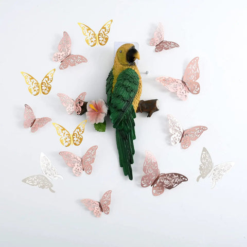180 Pcs 3D Butterfly Wall Decor Kit In Gold Silver Rose Gold With 3 Styles And 3 Sizes Removable Wall Decals around parrot