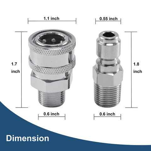 Raincovo 3/8-inch pressure washer quick-connect adapters, two chrome fittings.