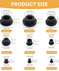 85 Pieces Silicone Rubber Plugs Set In 9 Sizes Black Round Hole Stoppers Waterproof Sealing Plugs size chart