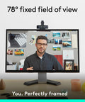 Super Crisp 1080p HD Webcam With Dual Built In Mics And A Smooth 78 Degree Field capturing clear video on a computer monitor.