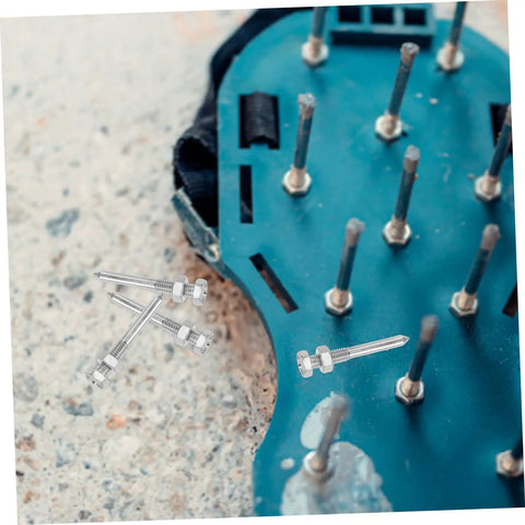 Metal Lawn Aerator Shoes With Spikes 20 Piece Set For Quick Soil Aeration, showing sole with detachable metal spikes.
