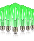 Shatterproof S14 Outdoor Light Bulbs 24 Pack For String Lights, E26 Base 1W 2200K Warm White, Non-Dimmable Patio Vibe Lighting, Waterproof Christmas Party Decor, Replacement Bulbs For Outdoor Use in green color.
