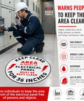 Yo Workers Need To Grab These 5 Pack 17 Inch Anti Slip Electrical Panel Clear Floor Stickers High Visibility Safety Decals on factory floor.