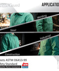SparkGuard Flame Resistant Welding Jacket For Men Green Heavyweight 12 Oz 100 Percent Cotton Sateen ASTM D6413 Certified