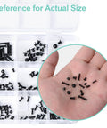 Top Shelf 300 Piece Black Laptop Screw Kit For Notebooks And Desktop Computers Steel Replacement Hardware For Dell Hp Mac Lenovo No Sweat Quick Repair Set displayed in a hand with various black screws.