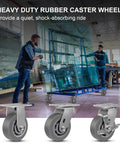 5 Inch Heavy Duty Swivel Caster Wheels Set Of 4 For Carts Industrial Use With Thermoplastic Rubber Wheels in warehouse setting