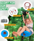 Girl enjoying Backyard Zip Line Kit For Kids And Grownups Up To 400 Lbs Quick Tighten Zipline With Rust Proof Removable Trolley Spring Brake