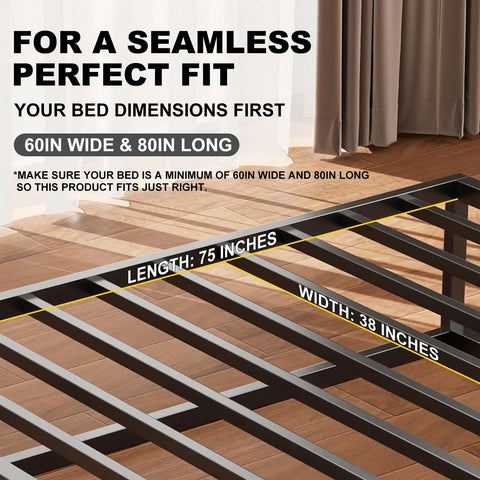 Heavy Duty Queen Bunkie Board With No Sweat Tool Free Setup, shown dimensions for optimal fit, 60x80 support frame.