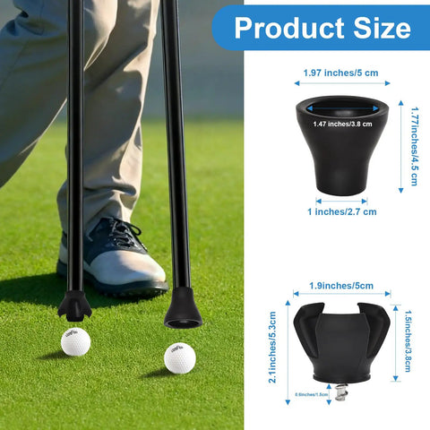 4 Piece Golf Ball Retriever Set With 2 Prong Grabbers And 2 Suction Cup Pickups For Putter End No Bending Quick Install Durable Golf Accessories For Seniors And Golf Lovers