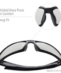 Close-up of molded nose piece on Hypershock Safety Glasses With Clear Frame And Blue Mirror Lens, Anti Fog And Anti Scratch Hardcoat, Model S2975
