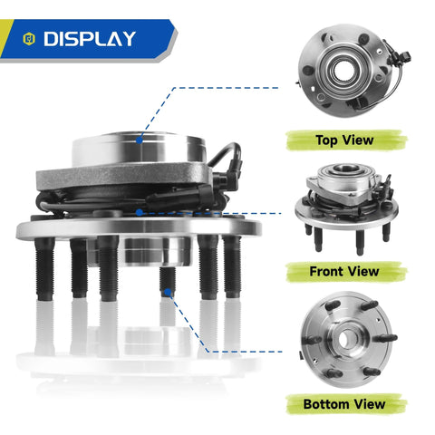 2 Pack Front Wheel Hub Bearing Assembly 4WD Compatible With 1999 2007 Chevy Tahoe Silverado 6 Lug With ABS 3 Bolt Flange