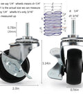 Set Of 4 Wire Shelf Caster Wheels For 0.75 Inch Post Shelving Posts, Replacement Metal Rack Castors For Wire Shelves, diagram