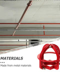 Top Shelf Fire Sprinkler Head Guard Cover Two Pack Durable Steel Protector Cage with red metal material and installation in commercial ceilings.