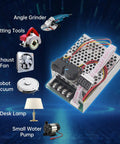 Ultra Tough Pwm Dc Brushed Motor Speed Controller Featuring Bright Tunable Digital Readout For Rock Solid Ten To Fifty Five Volts Input And Badass Sixty Amp Continuous Kick with various DC appliances.