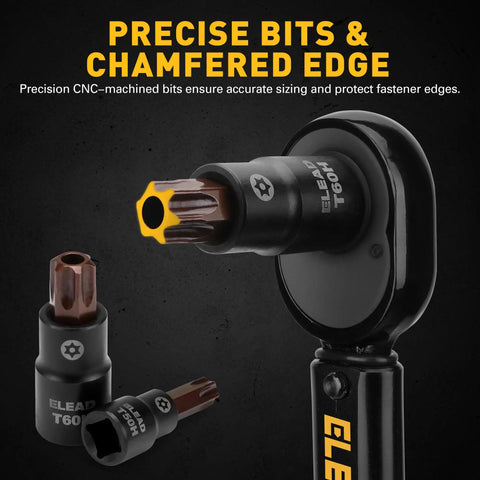 16 Piece Torx Bit Socket Set Pro Grade S2 Steel European Style T8 Through T60 With 1/4 3/8 And 1/2 Inch Drive detail view