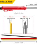 Three Pack Long-Nosed Carpenter Mechanical Pencils With Built-In Sharpener, 36 Refills, Deep Hole Markers size comparison