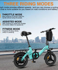 Folding Electric Bike For Adults And Teens With 400W Motor UL Certified Commuter Ebike 23 MPH Top Speed And 25 Mile Range 36V 10Ah Battery Dual Disc Brakes Compact Portable And Easy To Fold, showing three riding modes