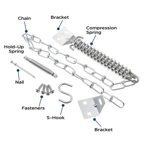 Storm Door Protector Chain And Spring Zinc Plated For Easy No Fuss Screen Door Install With Included Mounting Hardware Model K 5026