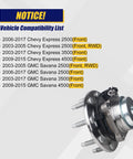 Front Wheel Bearing Hub Assembly for 2003 to 2017 Chevy Express GMC Savana 2500 3500 4500 8 Lug Bolts ABS Front Replacement Durable Heavy Duty Hub Assembly with compatibility list