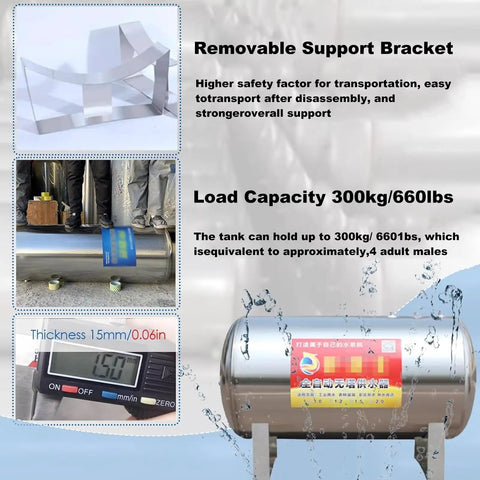 Badass 304 Stainless Steel Water Pressure Tank Built Rock Solid For Well Systems With Plug and Play Setup, 300kg capacity.