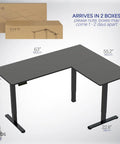 Corner Standing Desk With Electric Height Adjustment 63 X 55 Inch Reversible L Shaped Workstation For Home Office And Reception Areas Black Table Top And Frame Easy Sit To Stand Setup